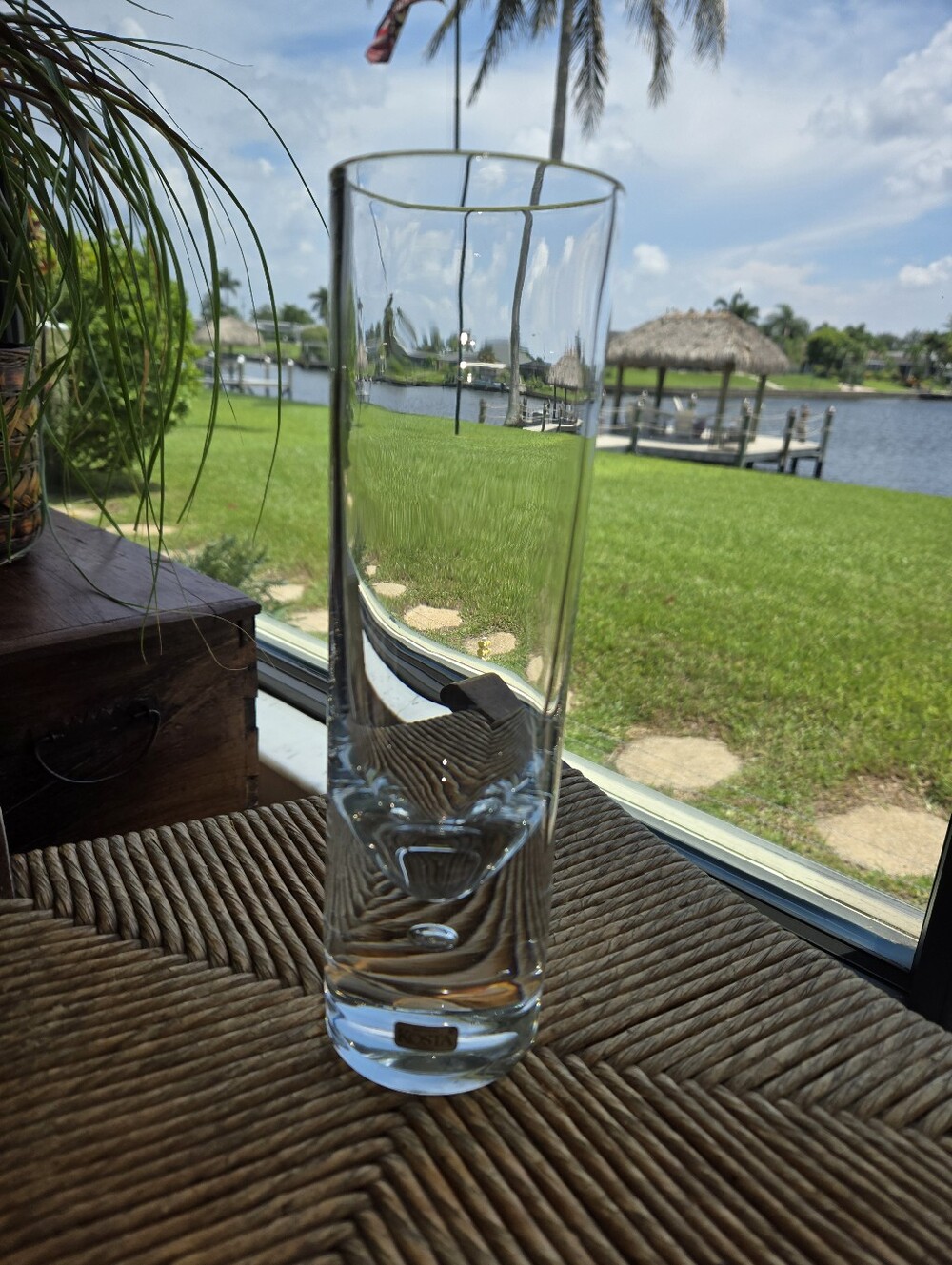 Kosta Vase Large Handblown with Unique Suspended Bubble